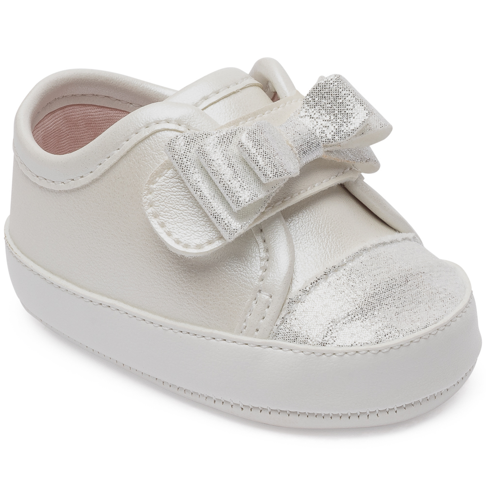 Tênis Bebê Pimpolho Menina Velcro Aplique Laço E Brilho