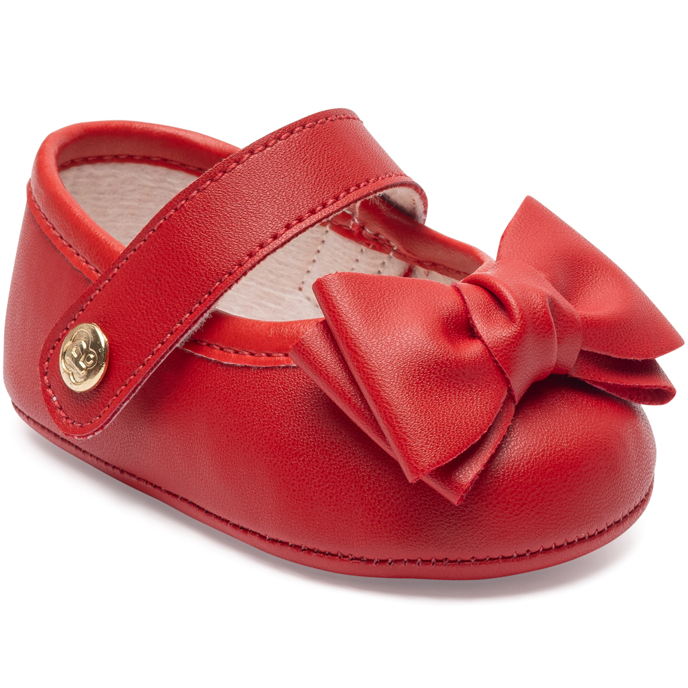 Sapato Bebê Pimpolho Menina com Velcro e Laço