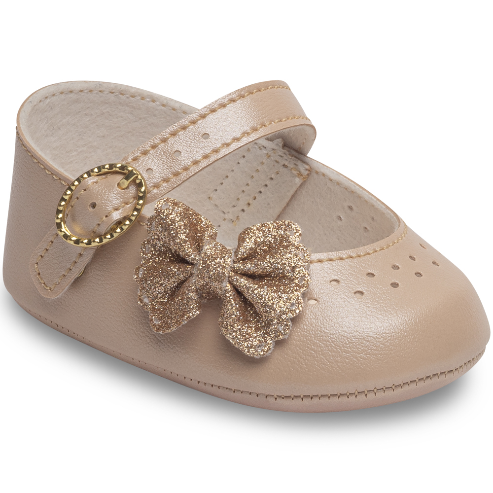 Sapato Bebê Pimpolho Fivela E Laço Com Glitter