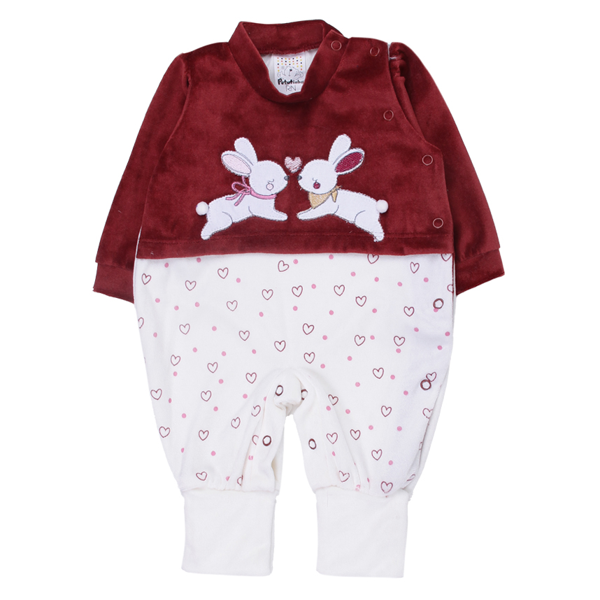Macacão Longo Bebê Petutinha Pala Bordado Coelho