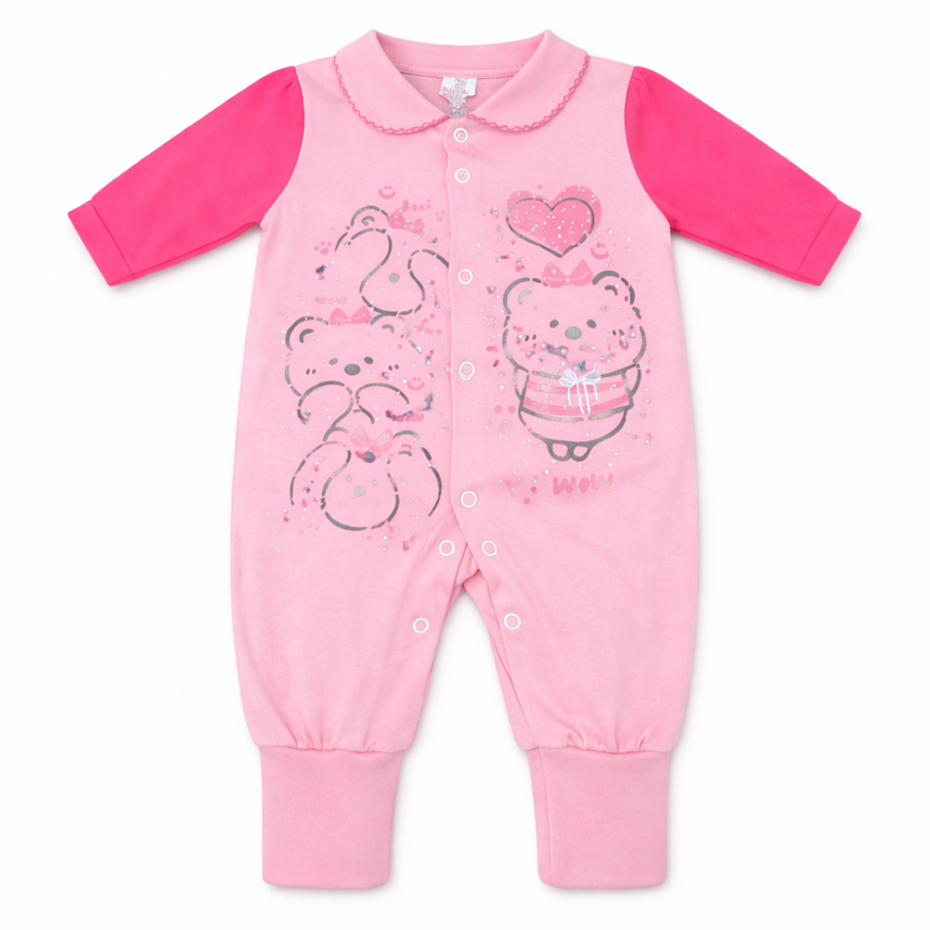 Macacão Longo Bebê Petutinha Estampa Ursa Laço E Brilho