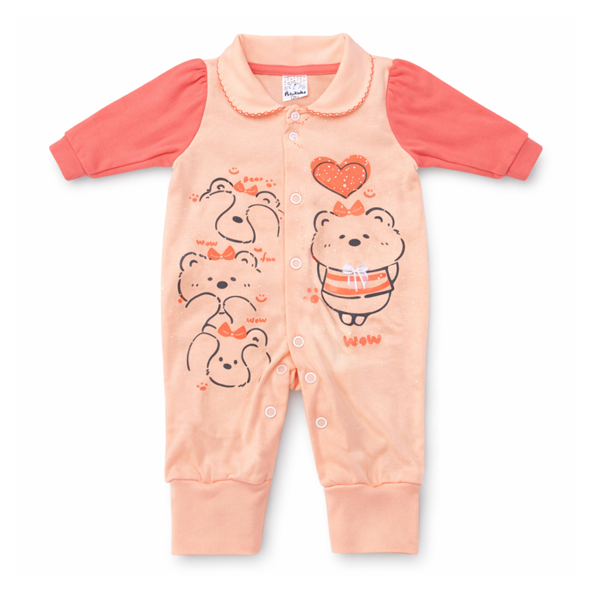 Macacão Longo Bebê Petutinha Estampa Ursa Laço E Brilho