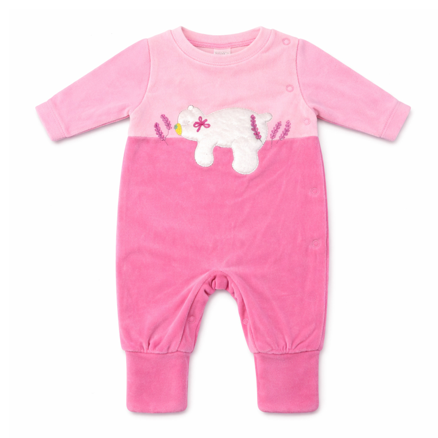 Macacão Longo Bebê Petutinha Pala Bordado Urso Com Pelo