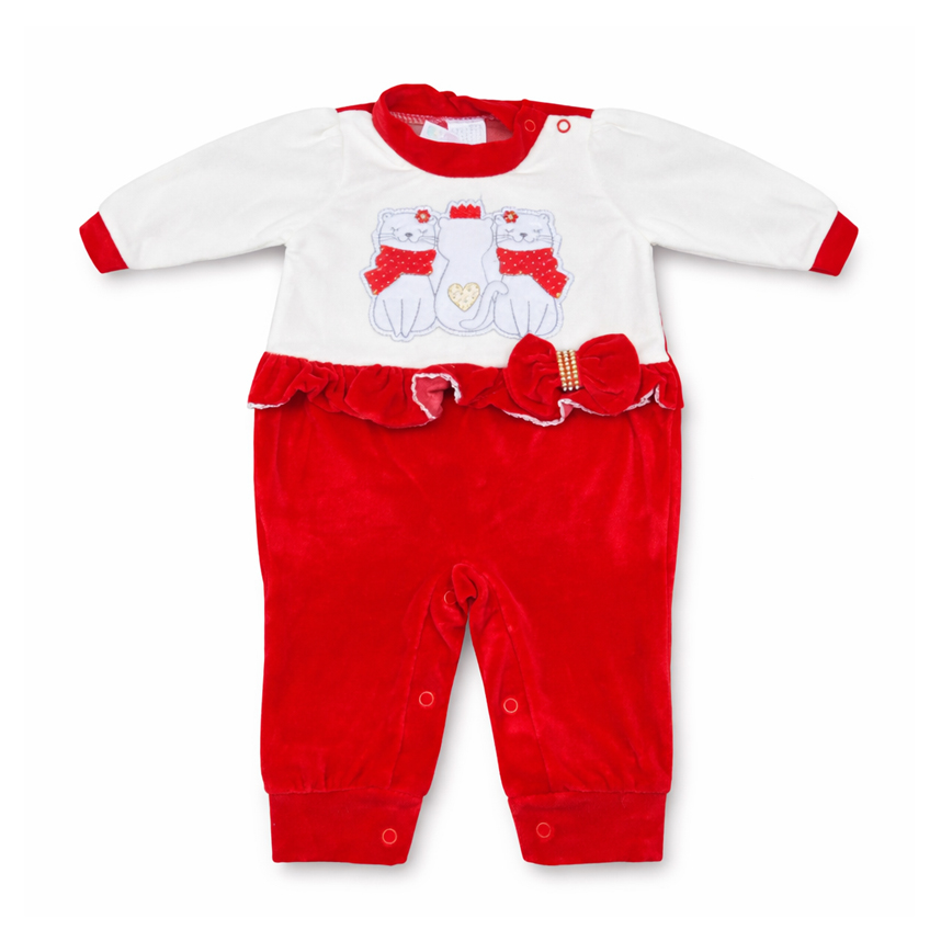 Macacão Longo Bebê Petutinha Bordado Gata Com Laço