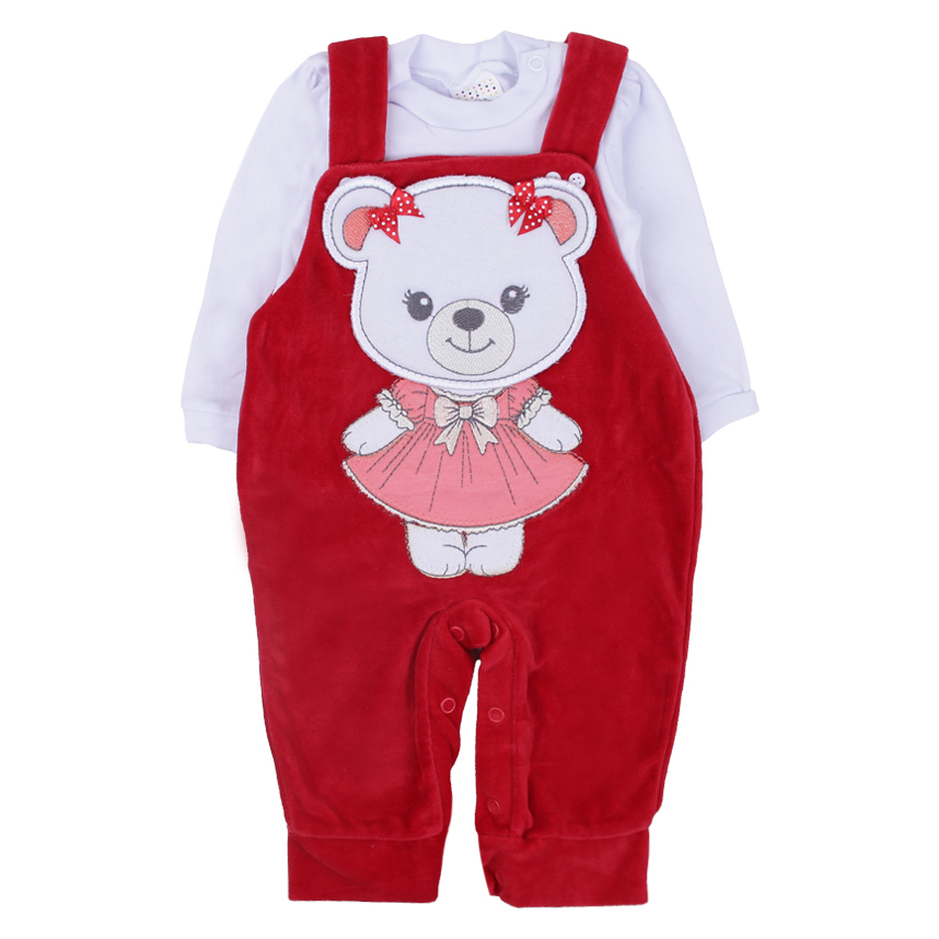 Macacão Longo Bebê Petutinha Plush Jardineira E Body 2 Peças