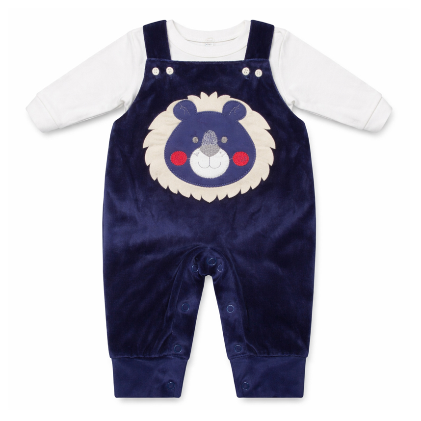 Macacão Longo Bebê Petutinha Bordado Leão E Body 2 Peças