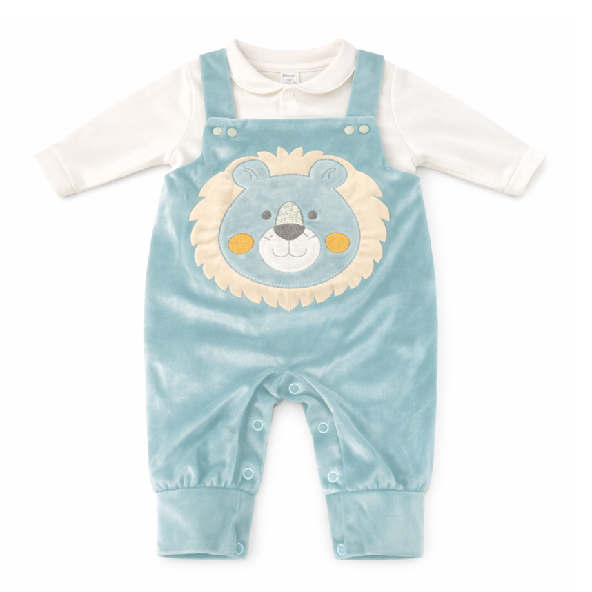 Macacão Longo Bebê Petutinha Bordado Leão E Body 2 Peças