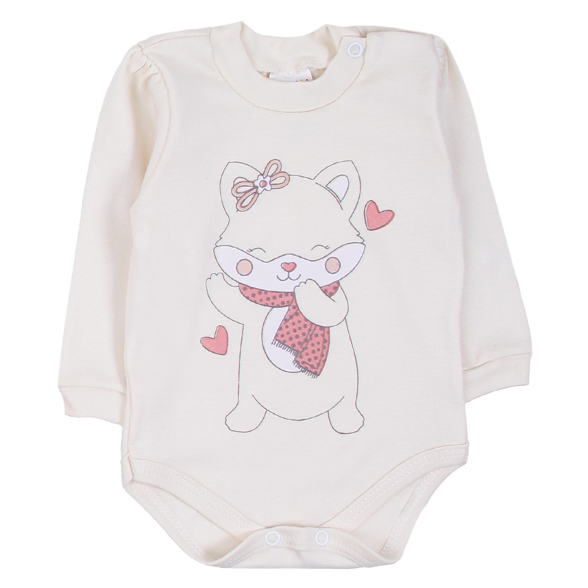 Kit Body Bebê Petutinha Manga Longa Estampa Raposa 3 Peças