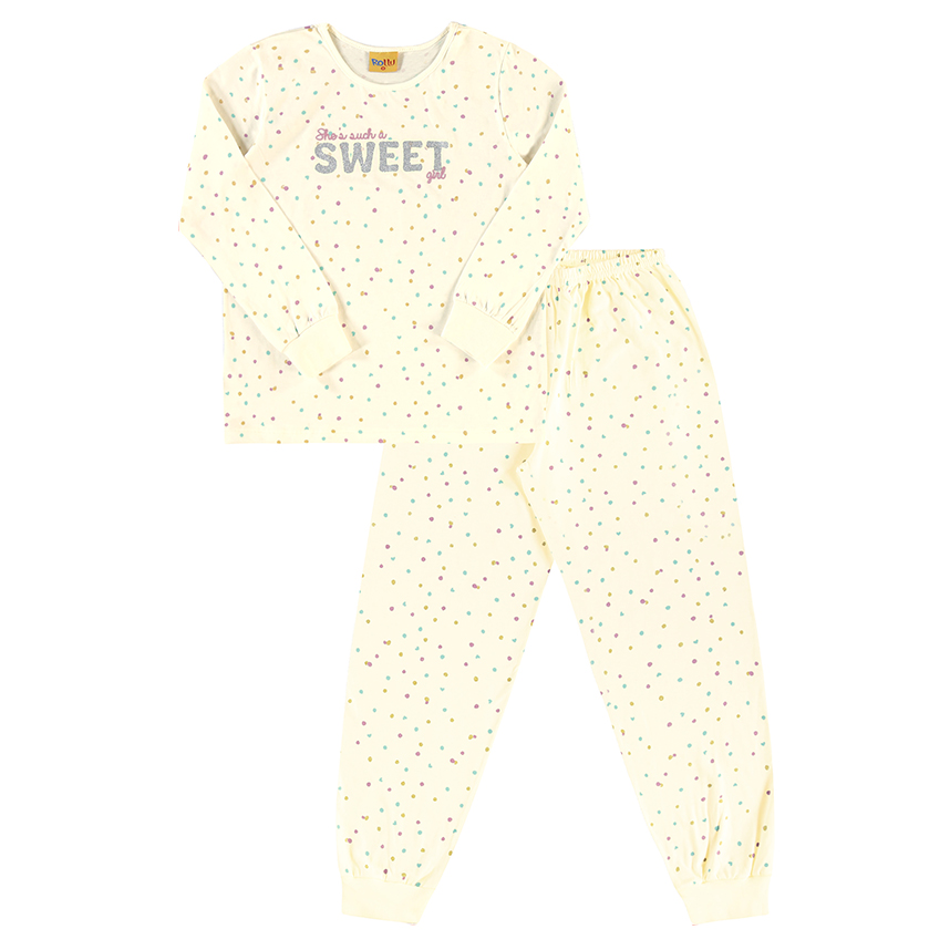 Pijama Longo Juvenil Rollu Estampa Poá Sweet