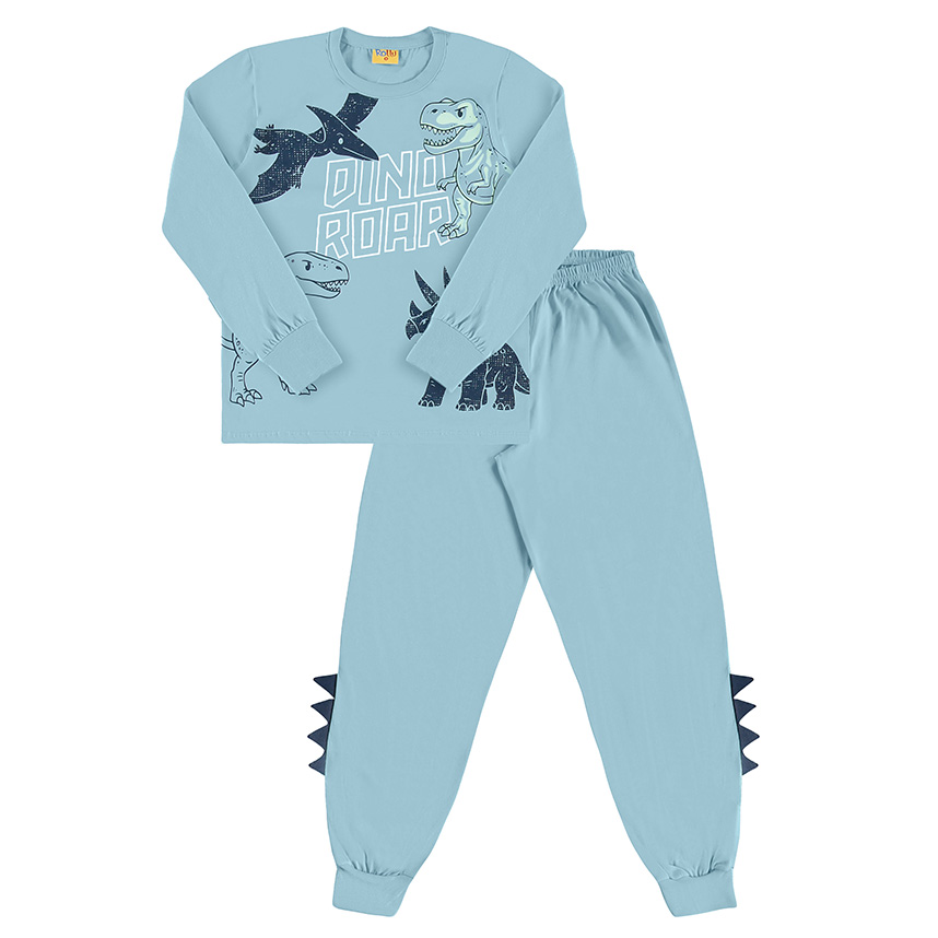 Pijama Longo Infantil Rollu Estampa Dinossauro