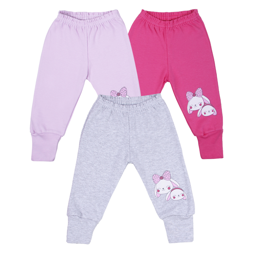 Kit Mijão Bebê Petutinha Estampa Coelha Laço 3 Peças