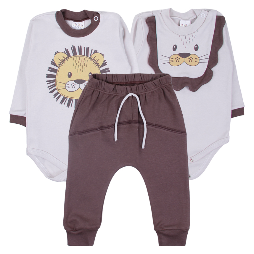 Conjunto Bebê Petutinha Leão Detalhe Babador 3 Peças