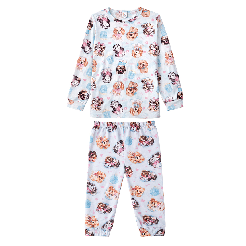 Pijama Longo Infantil Duzizo Térmico Estampa Cachorrinhos