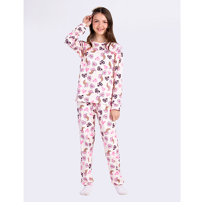 Pijama Longo Juvenil Duzizo Térmico Estampa Velho Oeste