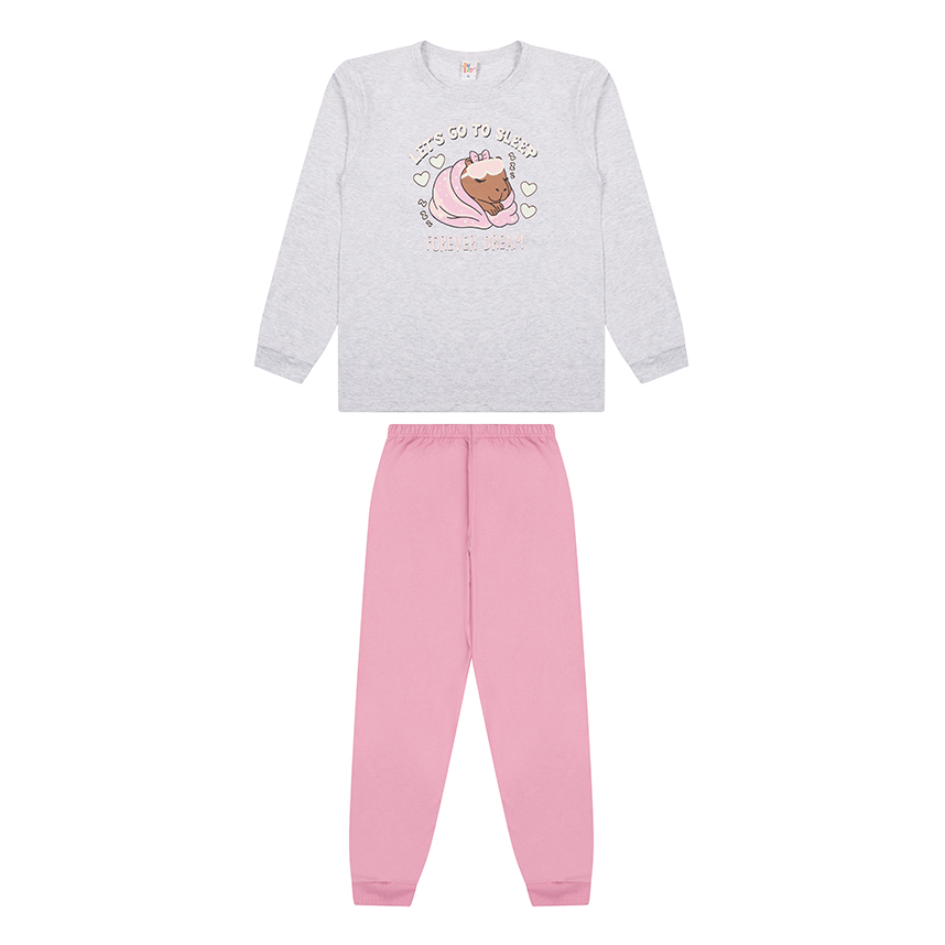 Pijama Longo Juvenil Duzizo Estampa Capivara Dormindo