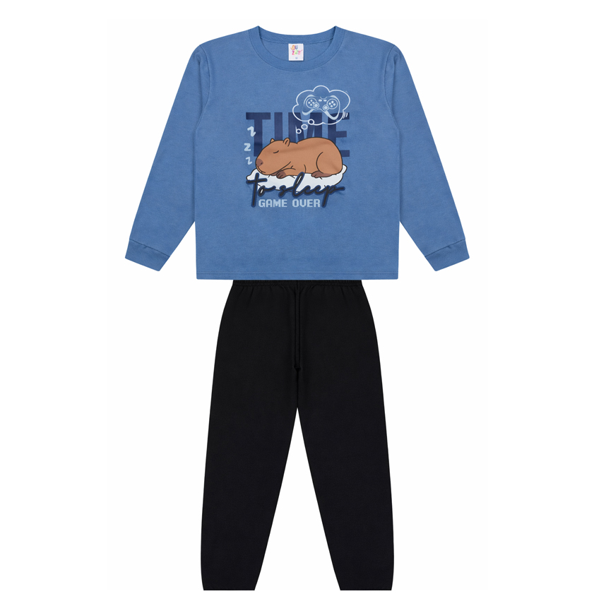 Pijama Longo Juvenil Duzizo Estampa Capivara Sleep