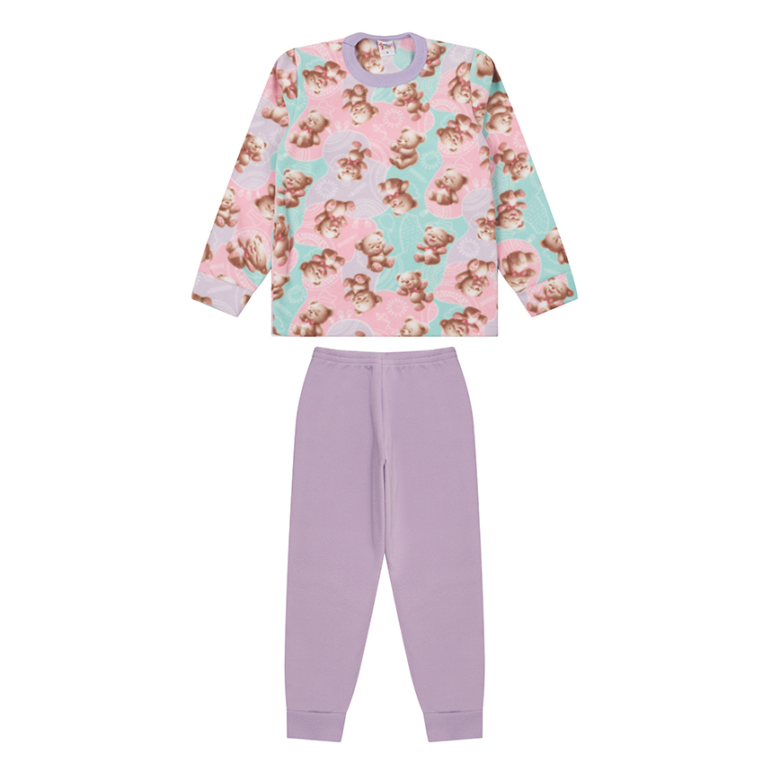 Pijama Longo Infantil Duzizo Estampa Ursos ou Labubu