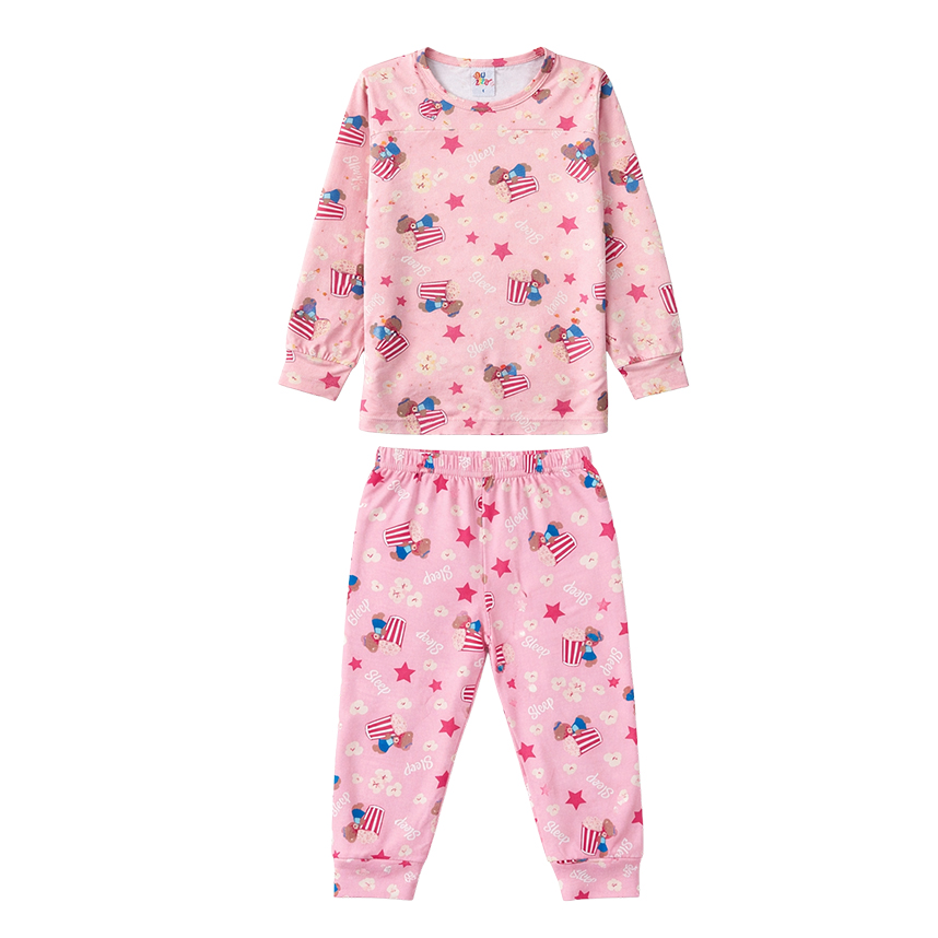 Pijama Longo Infantil Duzizo Térmico Estampa Pipoquinhas