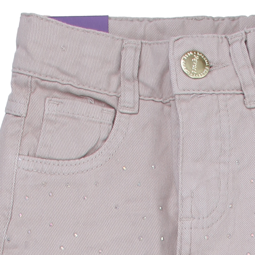 Calça Sarja Infantil Revert Wide Leg Com Strass Calça Sarja Infantil Revert Wide Leg Com Strass