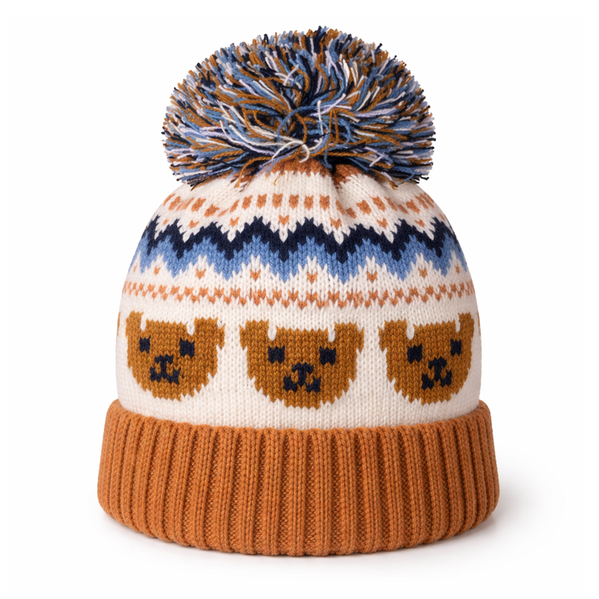 Touca Infantil Everly Acrílica Pom Pom Ursinho