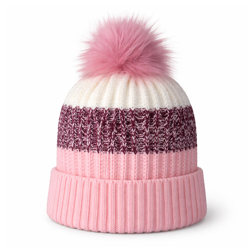 Touca Infantil Everly Bicolor Acrílica Com Pom Pom