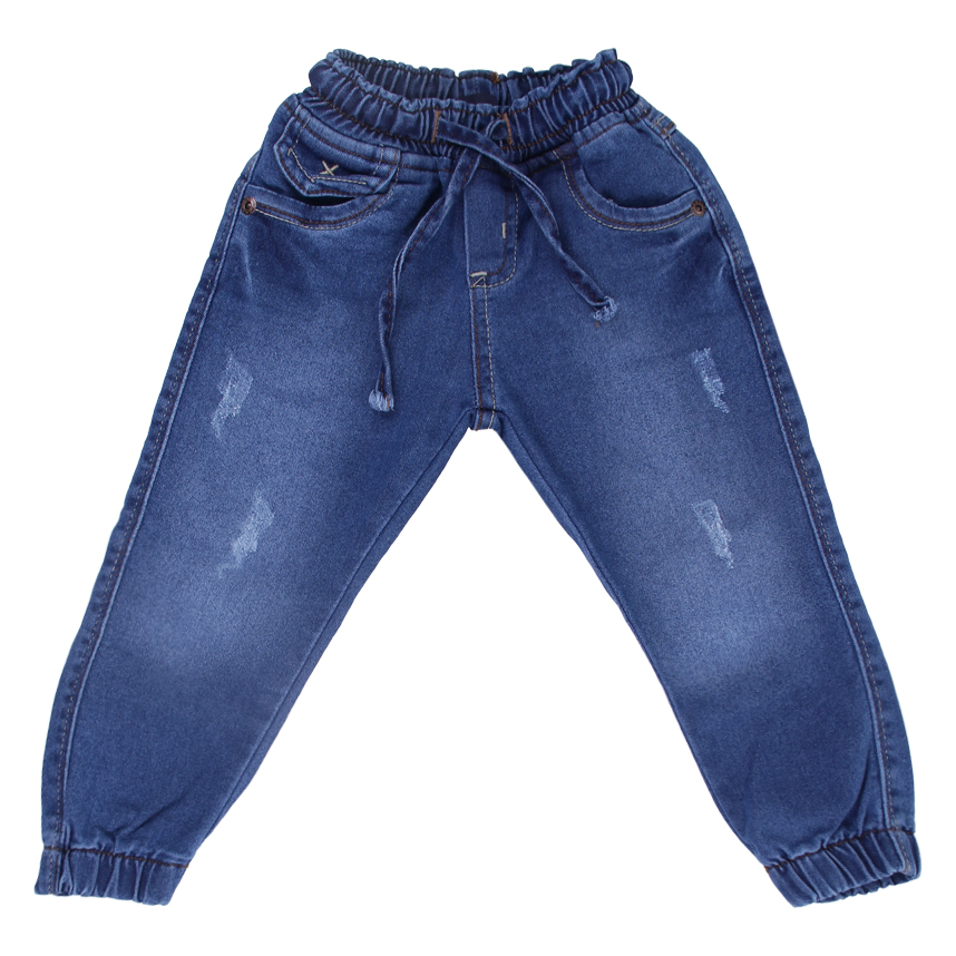 Calça Jeans Infantil Faos Cós E Barra Elástico Efeito Used