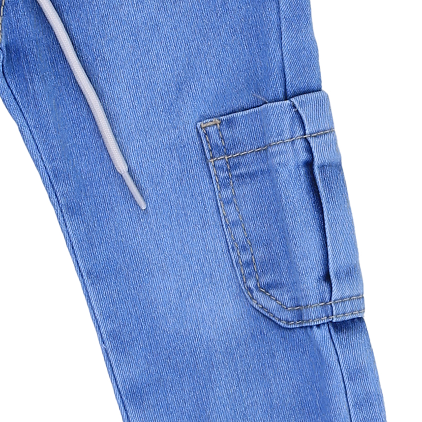 Calça Jeans Infantil Faos Cós Elástico Com Bolso Cargo Calça Jeans Infantil Faos Cós Elástico Com Bolso Cargo