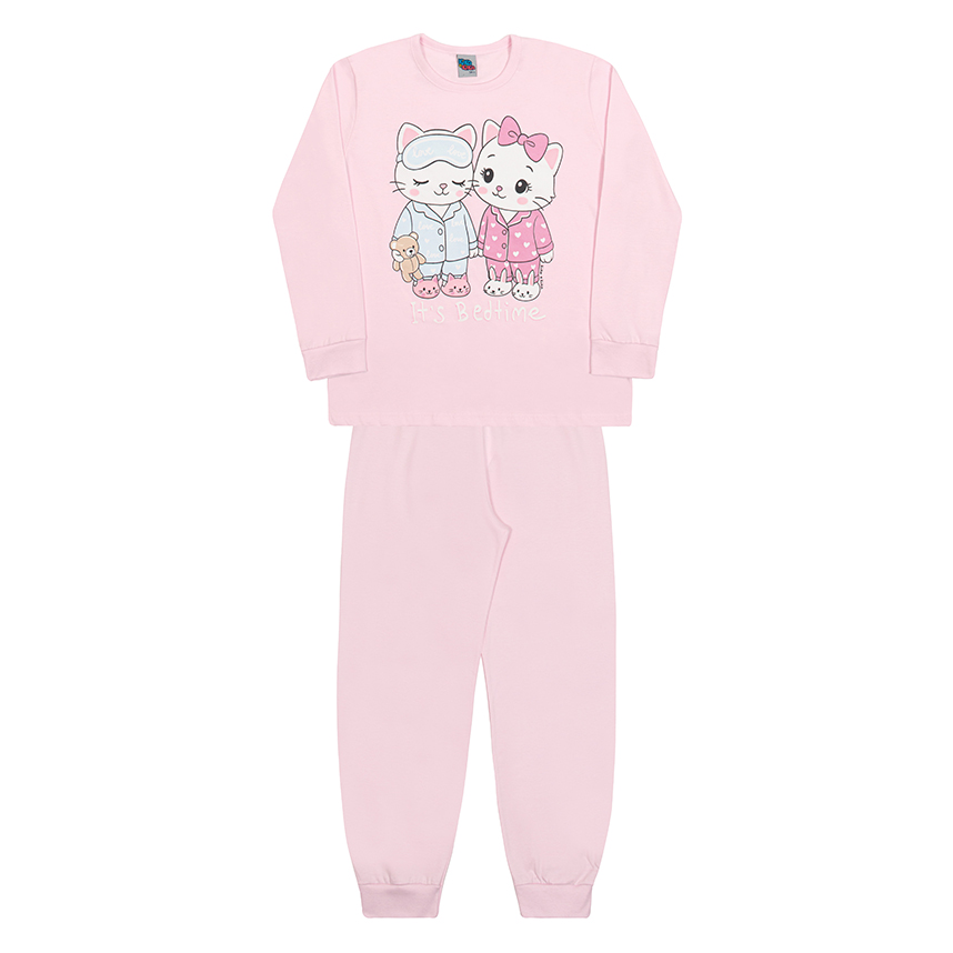 Pijama Longo Infantil Kiko E Kika Estampa Gatinhas