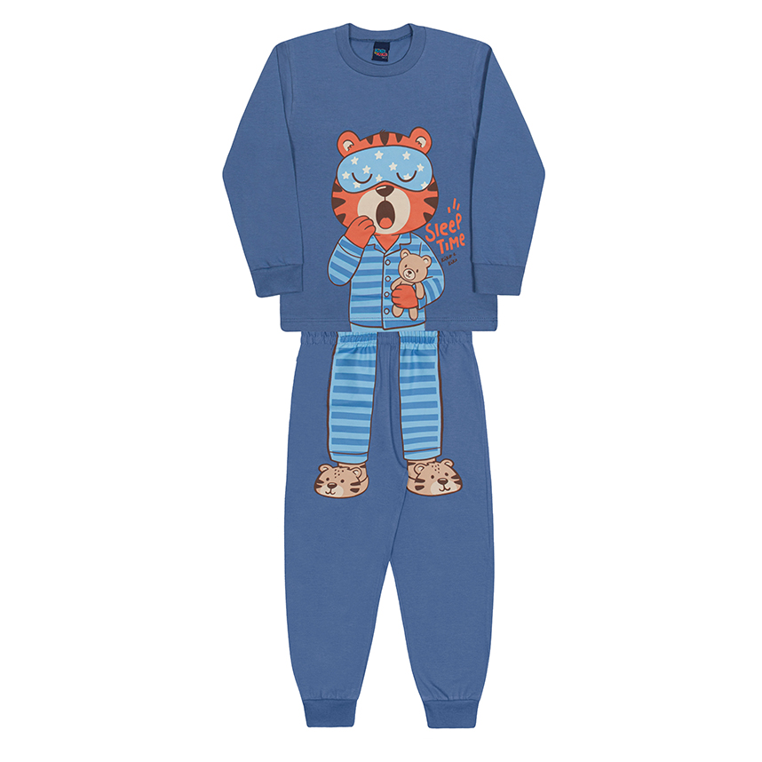 Pijama Longo Infantil Kiko E Kika Estampa Tigre