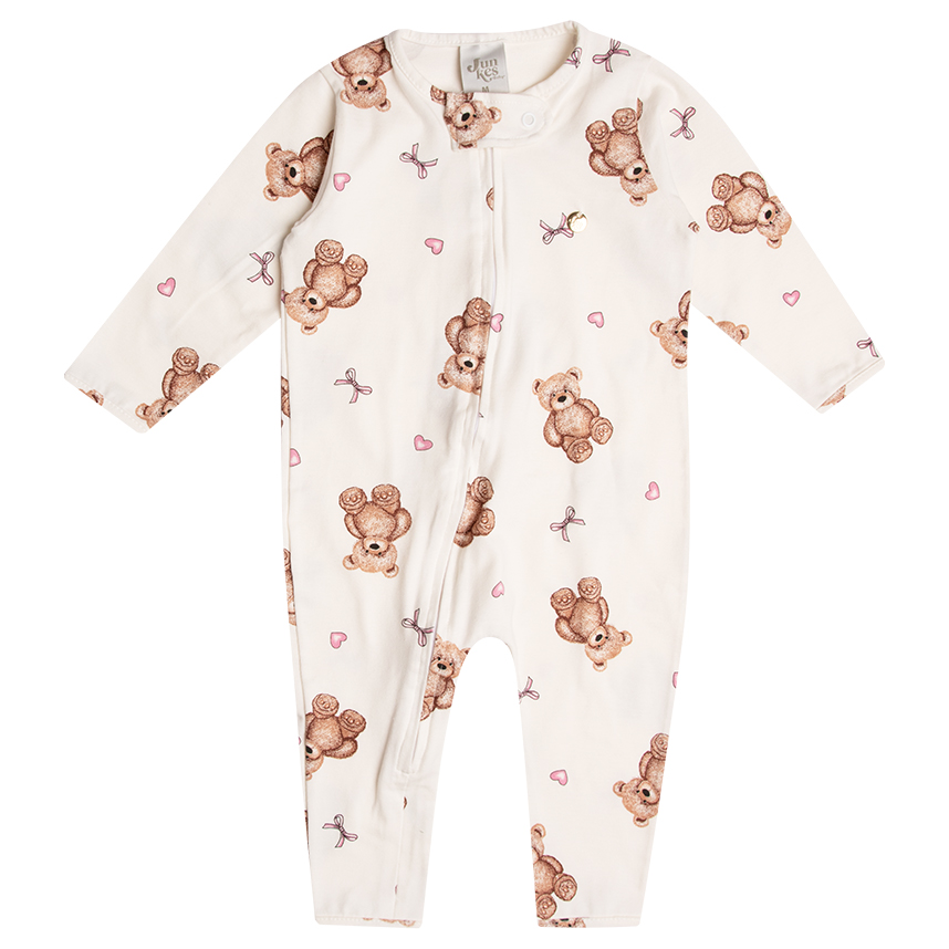 Macacão Longo Bebê Junkes Cotton Estampa Ursos
