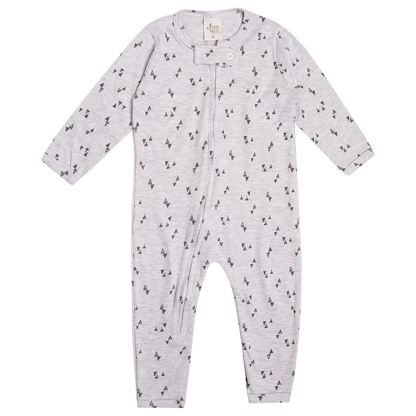 Macacão Longo Bebê Junkes com Zíper Estampa Geométrica