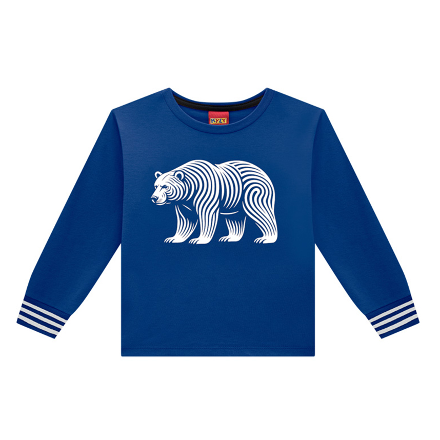 Camiseta Infantil Kyly Meia Malha Estampa Urso