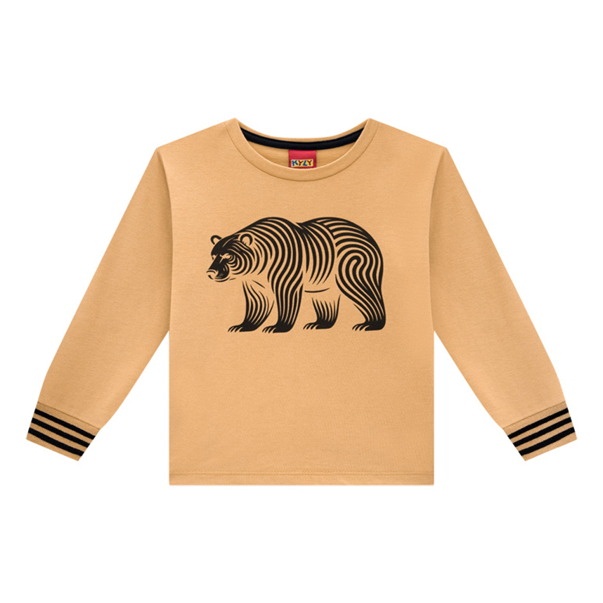 Camiseta Infantil Kyly Meia Malha Estampa Urso