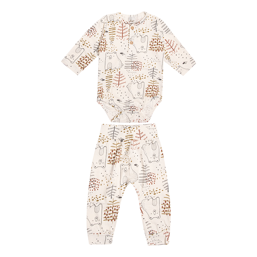 Conjunto Bebê Junkes Body Estampa Urso E Calça 2 Peças