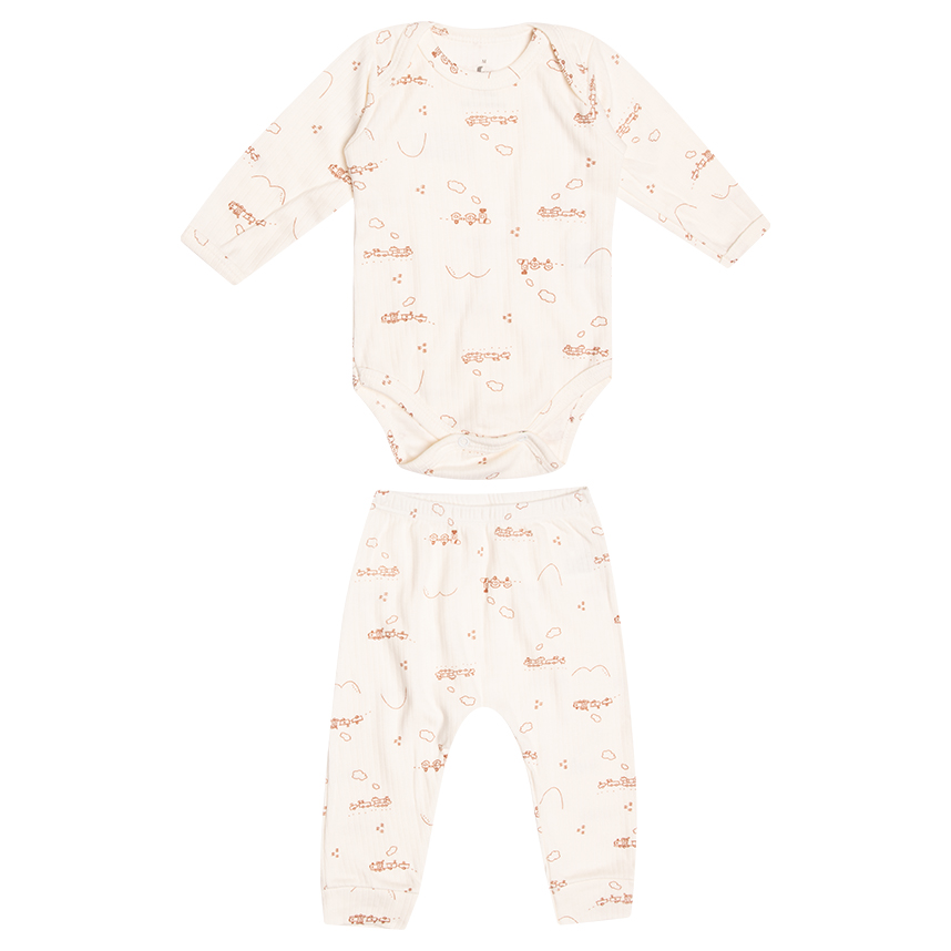 Conjunto Bebê Junkes Body Manga Longa E Calça Trem 2 Peças