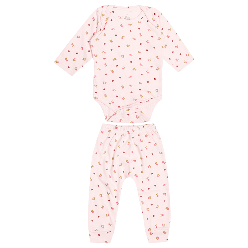 Conjunto Bebê Junkes Body Manga Longa E Calça Estampa Flores