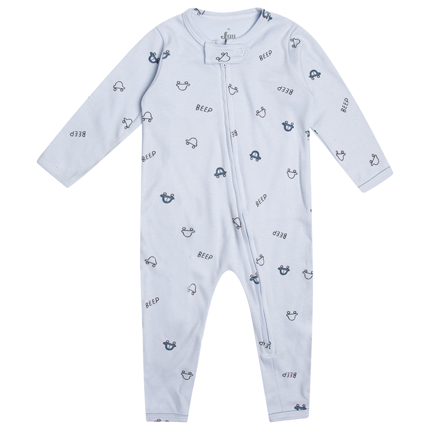 Macacão Longo Bebê Junkes Suedine Carros E Listras 2 Peças