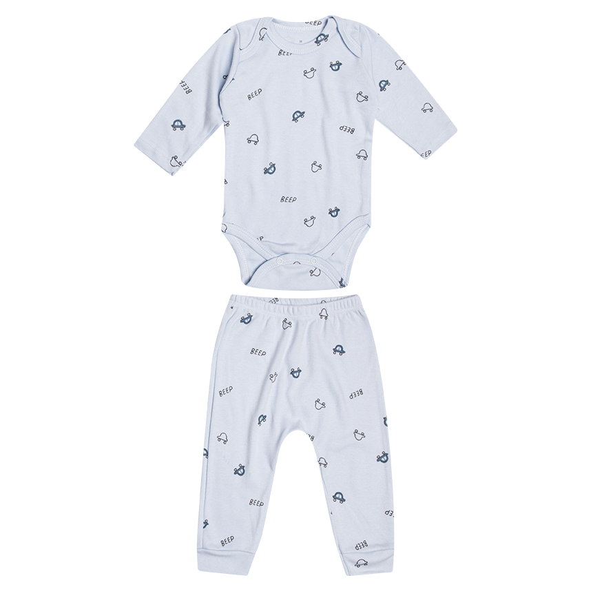 Conjunto Bebê Junkes Body Manga Longa Carros E Calça 2 Peças