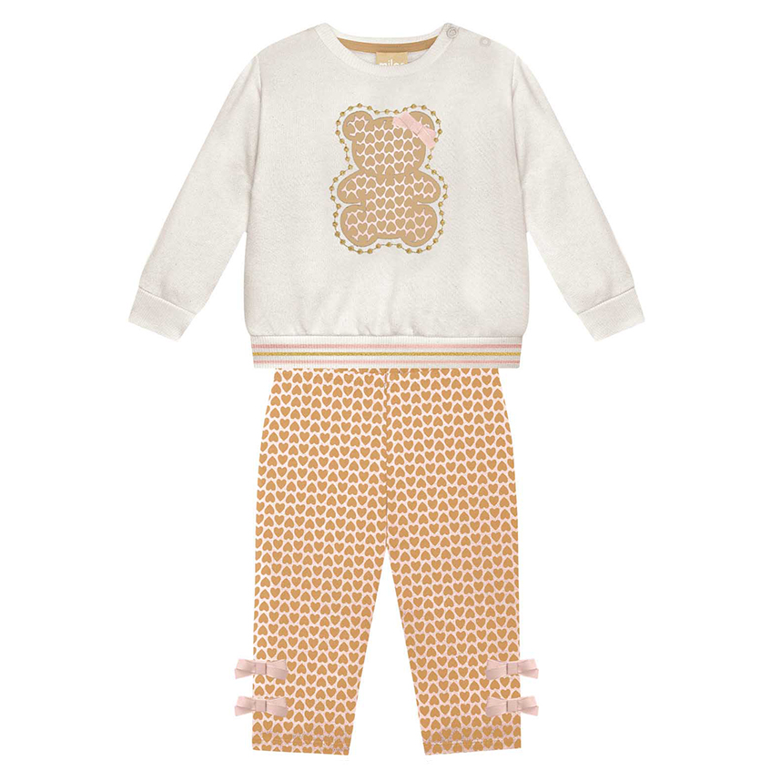 Conjunto Bebê Milon Blusão Bordado Urso e Legging