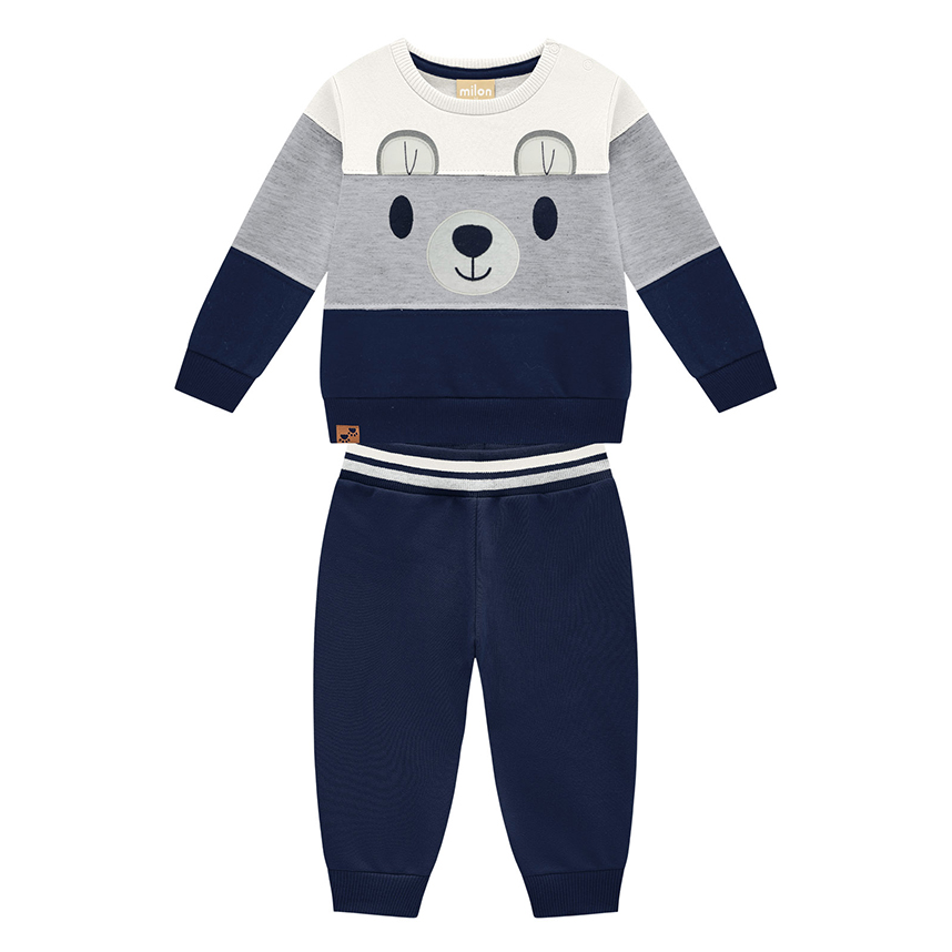 Conjunto Bebê Milon Blusão Bordado Ursinho e Calça
