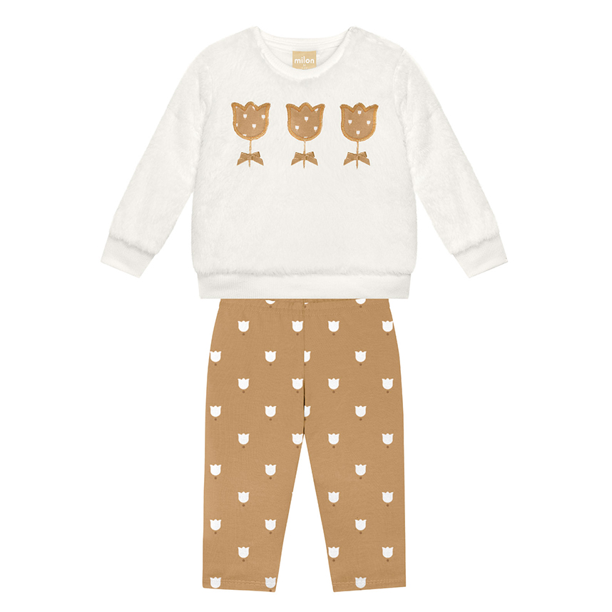 Conjunto Bebê Milon Blusão Bordado Flor e Legging