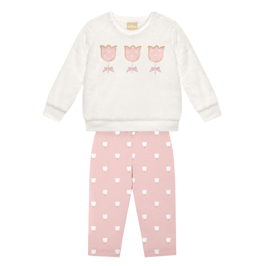 Conjunto Bebê Milon Blusão Bordado Flor e Legging