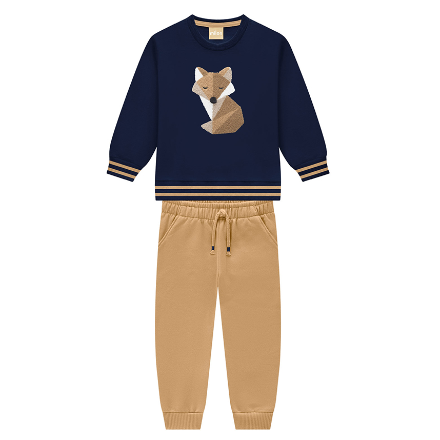 Conjunto Infantil Milon Blusão Bordado Raposa e Calça