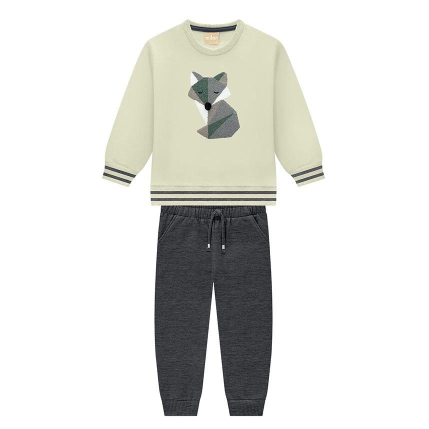 Conjunto Infantil Milon Blusão Bordado Raposa e Calça
