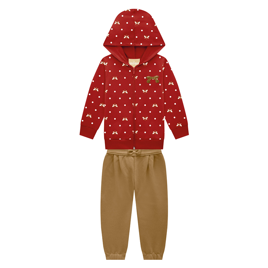 Conjunto Infantil Milon Jaqueta Estampa Laços e Calça