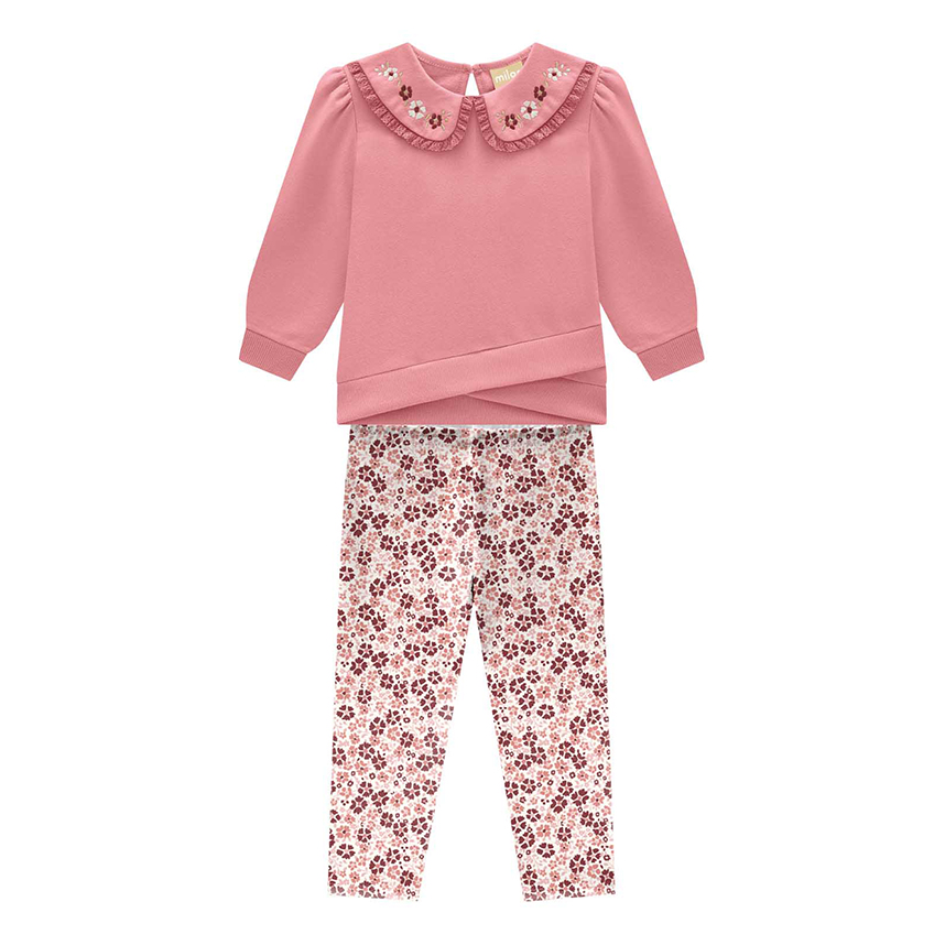 Conjunto Infantil Milon Blusão Gola e Legging Estampa Flor