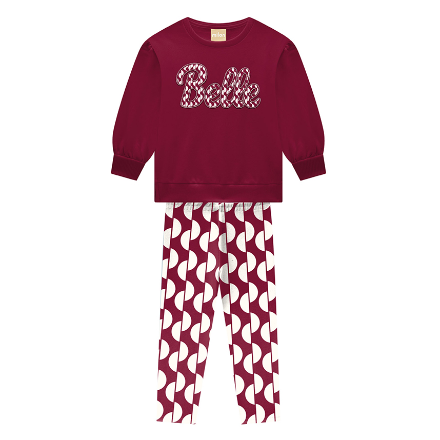 Conjunto Juvenil Milon Blusão Estampa Belle e Legging