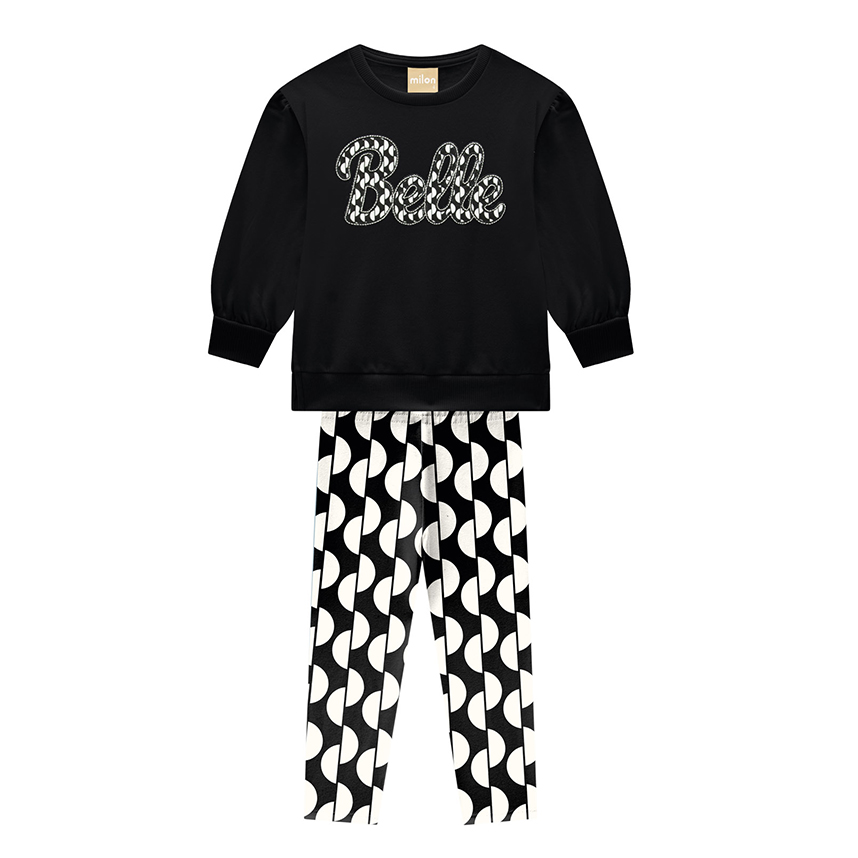 Conjunto Infantil Milon Blusão Estampa Belle e Legging