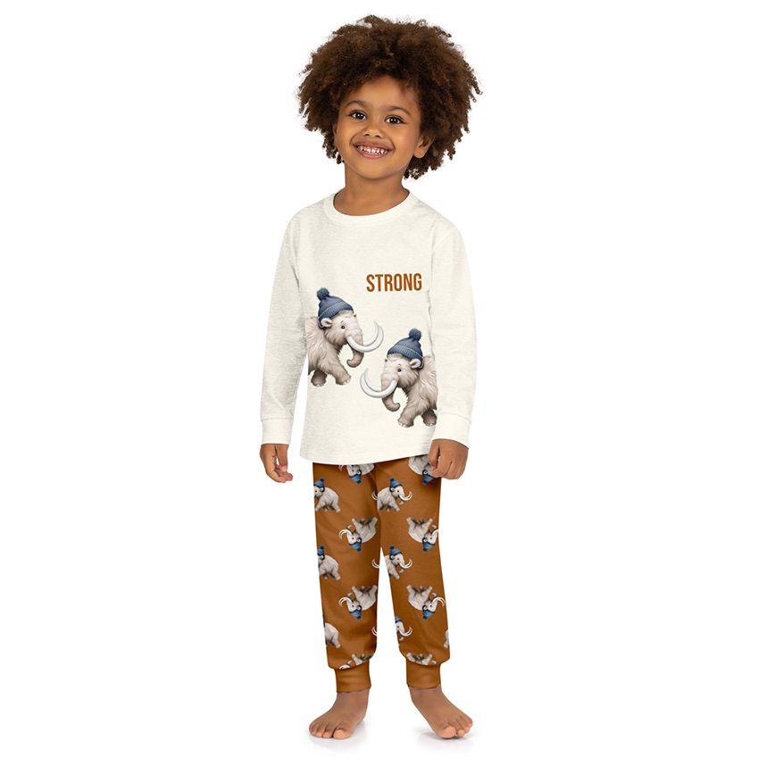 Pijama Longo Infantil Kyly Meia Malha Estampa Elefante