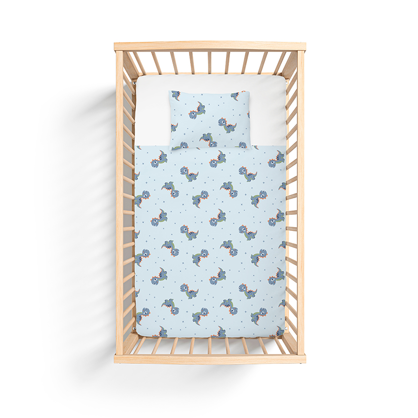 Jogo de Lençol Berço Convencional Bercinho Dino 3 Peças